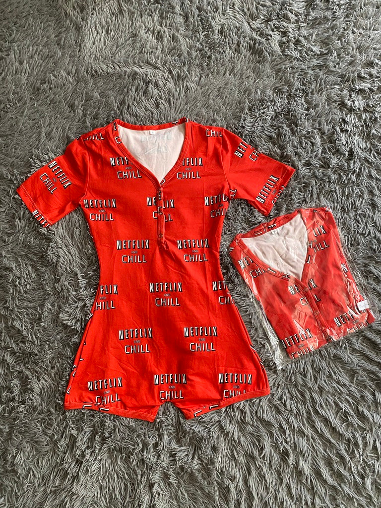 Netflix & Chill Short Sleeve Romper